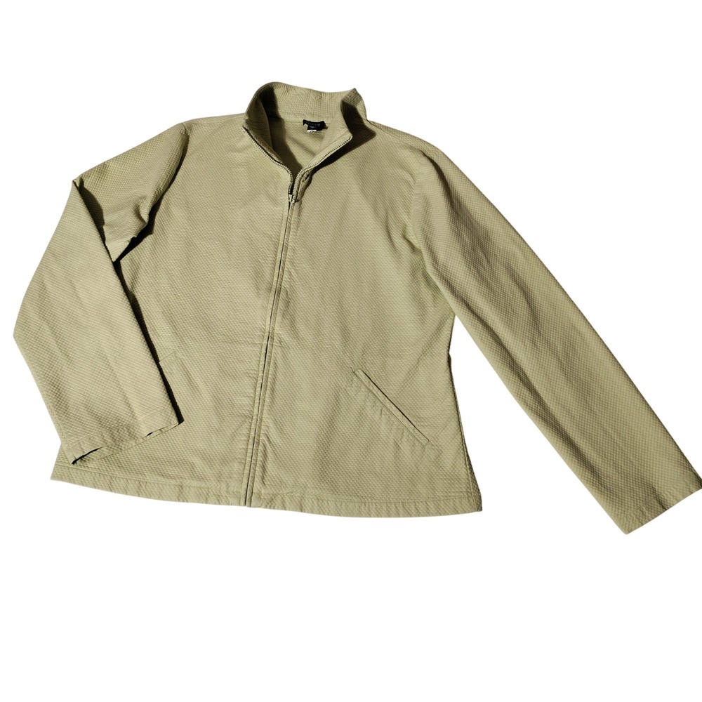 Eileen Fisher Womens Green Zip Up Mock Neck Jacket Size M - Imperfect